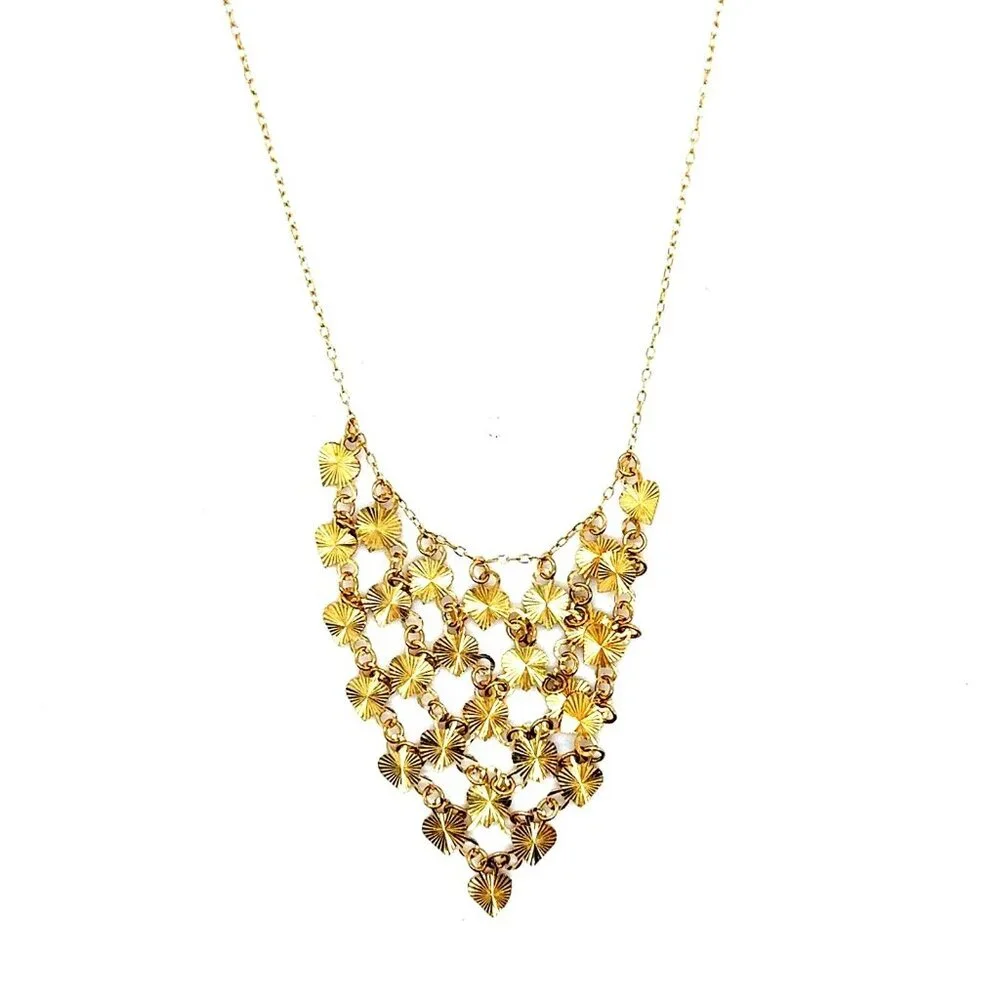 14K Gold‎ Small V- Hearts Shaped Link Necklace